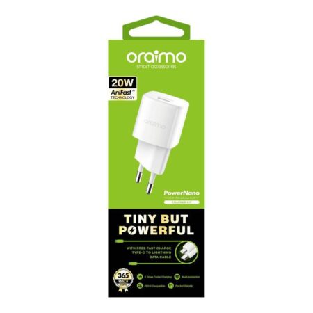 Cargador Oraimo PowerNano OCW-E95S+CL55 Kit USB-C a Lightning (1 metro) 20W