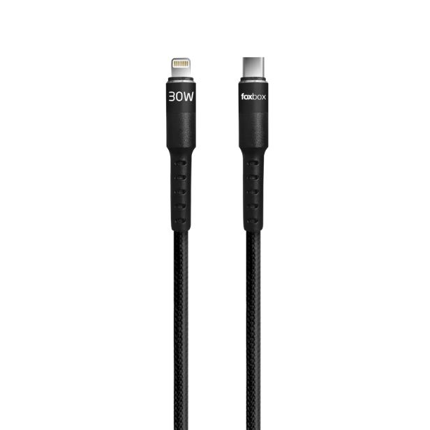 Cable FOXBOX ROUND PRO 1.25m Lightning a USB-C 30W