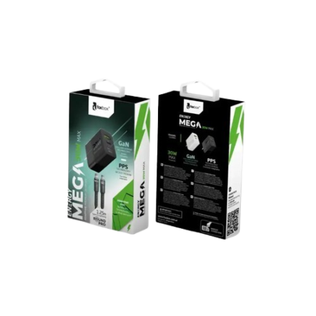 Cargador FOXBOX Gan Mega 30W con cable de 1.25m USB-C a USB-C
